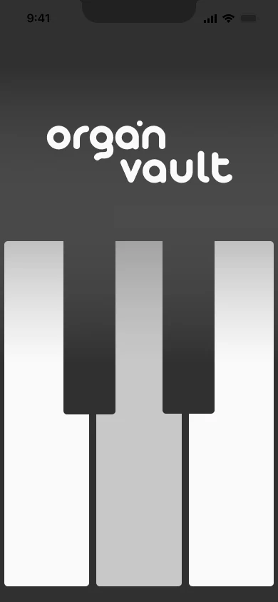 The middle white key shaded grey, pressed down
